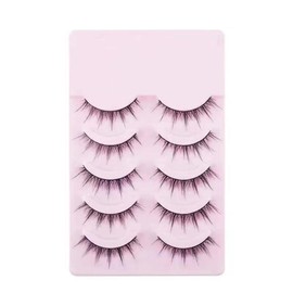 Poemtian 5Pairs False Eyelashes Japanese Style Thick Eyelash Extension Little Devil Cosplay Makeup Eyelashes Manga Lashes Natural Look Reusable Daily Eye Makeup Tool