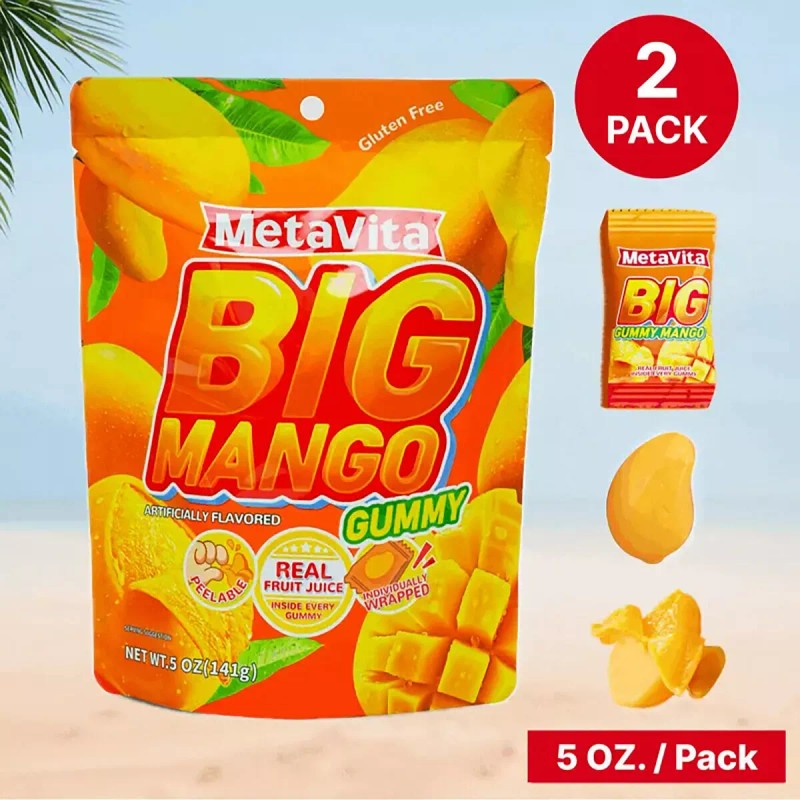 Metavita 🍬 2PCS Metavita Big Mango Gummy Candy | Resealable