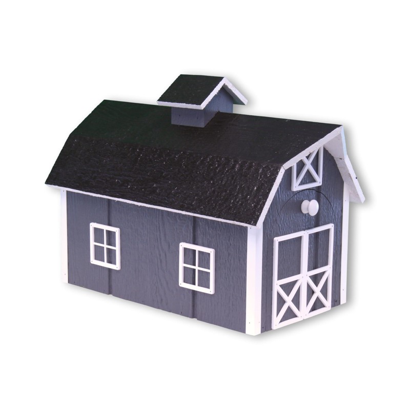 AmishToyBox.com Deluxe Wooden Mailbox, Post Mount, Dutch Barn Style (Dark