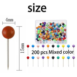 200 Pcs map Push pin, Colored Push pins, for Craft DIY Pins for Cork Board, Push pins for Bulletin Board, map pins for Travel map for Home Office Bulletin Cork Board Travel map Fabric Marking.