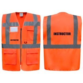 Instructor Superior Zipped Hi Vis Vest High Visibility Safety Waistcoat Pockets Reflective Bands Event Staff, Event Support, 12 Colour Options, Brook Hi Vis (Orange, XLarge)