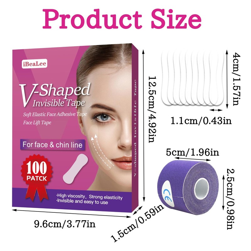 100 PCS Face Lift Tape Invisible, Face Tape Lift Waterproof,