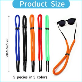ZoeWei Glasses Strap Floating Pack of 5 Sports Glasses Strap Anti-Loss Glasses Straps Adjustable Glasses Strap Men for Water Sports Boating Surfing