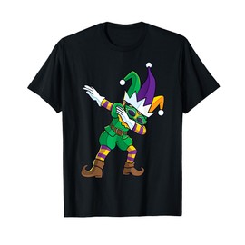 Dabbing Boy Jester Hat Mask Mardi Gras Kids Boys Girls T-Shirt