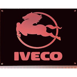 LED Sign Compatible with Iveco 20 x 15 cm Laser Engraved and Elegant Light Sign as Truck Accessory Illuminated Sign for 12 V/24 V Connection Ideal Gift Idea