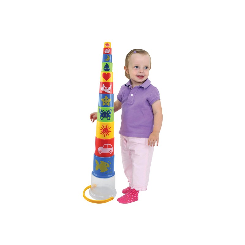 GOWI 453-11 Giant Pyramide Standard, 11teilig, im Eimer, Stapelspielzeug