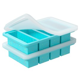 KASHME 2 Pcs Butter Mold With Stainless Steel Frame, Butter Mold For Homemade Butter, Nonstick Silicone Butter Stick Molds With Lid, Fits 4 Oz Standard Butter Stick Size(Aque)