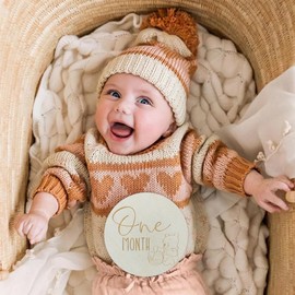 Winnie Baby Monthly Milestone Marker Discs Baby Announcement Sign Newborn Sign For Photo Prop Baby Shower Nursery Gift（16PCS）