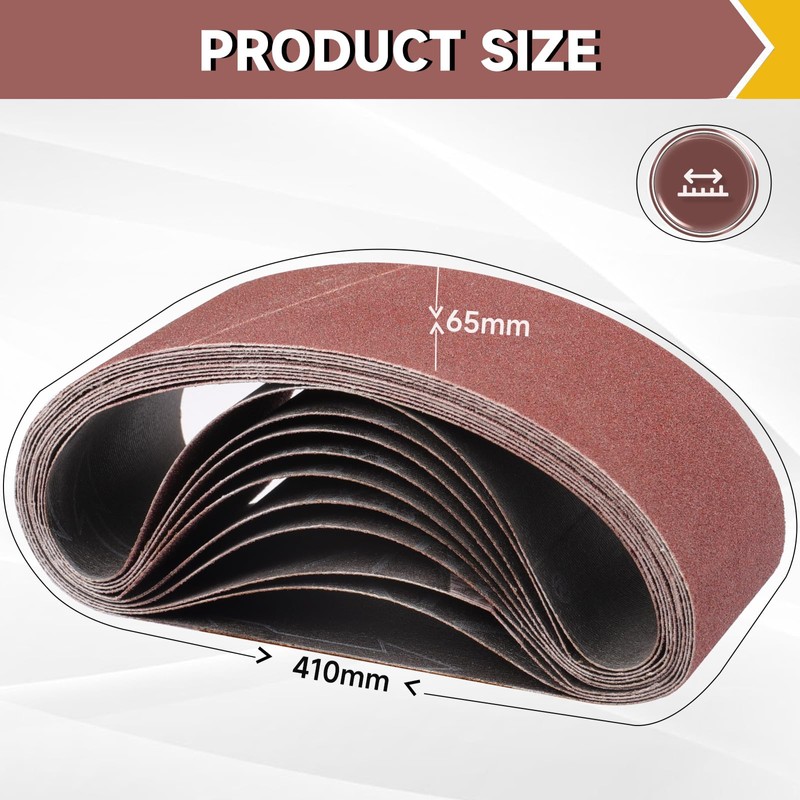 STEBRUAM 8PCS Sanding Belt 65 x 410 mm 40 Grit