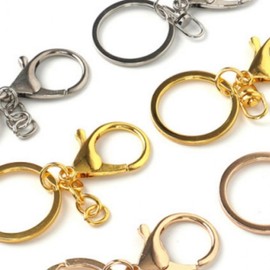 Goldfish Keychain Ring - 1pc Metal Ring Figure-8 Chain - Silver 5ea