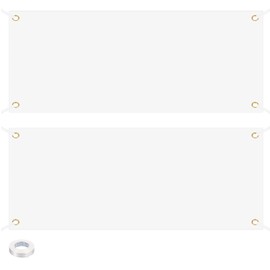 PATIKIL 2 PCS Blank Banners Signs to Decorate 2'x5' Sublimation White Banner with Hanging Rope for Business Outside Outdoor Wall