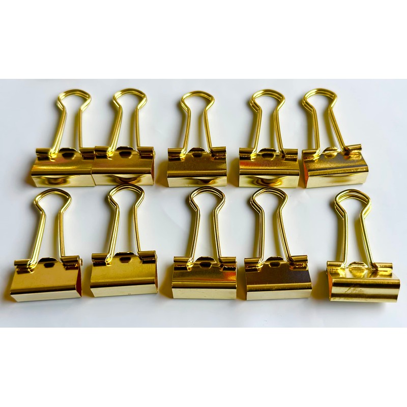 15mm Gold Metal Binder Foldback Clips Bulldog/Paper Clips/Binder Clips File