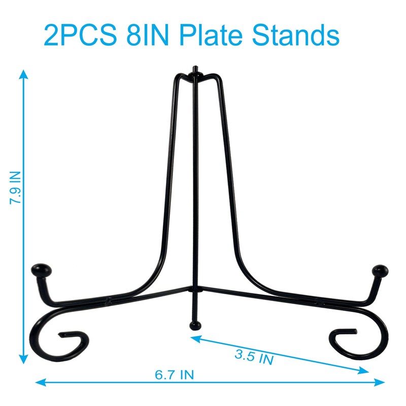 HENABLE 2PCS Premium Black Iron Plate Stands for Display 8