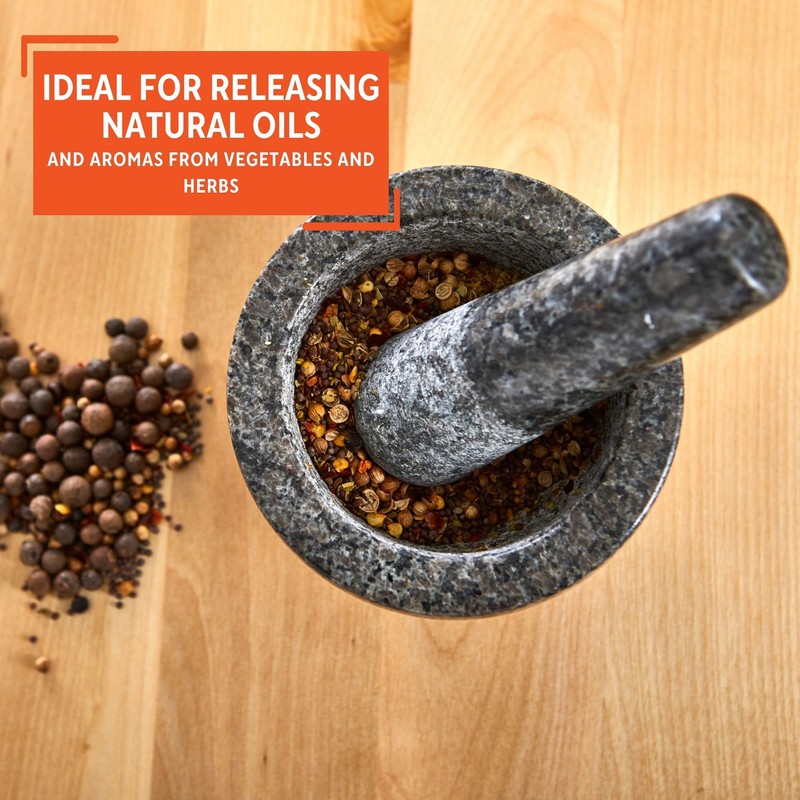 Imusa IMUSA USA Small Polished Mortar and Pestle, 3.75, Granite