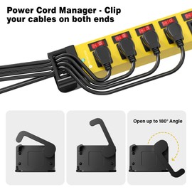 Power Strip with Individual Switches - 8 Outlet Heavy Duty Power Strip with Cord Manager,1200J Surge Protector Home Office Garage Industrial Workbench