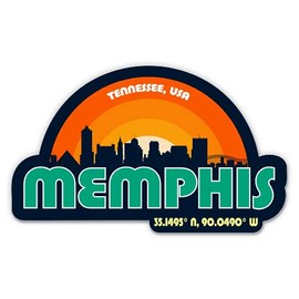 Squiddy Memphis Tennessee City Skyline - Vinyl Sticker Decal for Phone, Laptop, Water Bottle (3" Wide)
