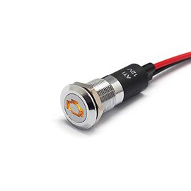 Alpinetech PL12MS 12mm 1/2" 12V LED Metal Signal Indicator Pilot Dash Light (Check Engine)