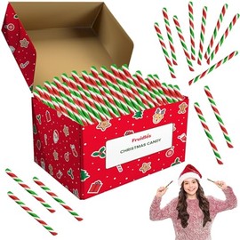 Candy Cane Sticks Suckers, Old-Fashioned Multicolored Mixed-Fruit Flavor, Individually Wrapped, 5.5" Inch, Net WT 10.17 oz (288g), 24-Pack - 0.42oz (12g) Pieces (Red, White, & Green, Pack of 48)