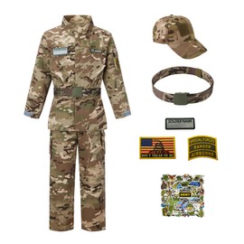 Kosgraiy Kid Army Costume,Kid Deluxe Soldier Costume,Military Costume Boy and Girl,Army Camouflage Uniform for Kid,CP Camo,M/6-8Years