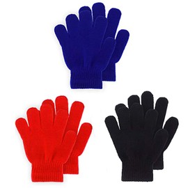 3 Pairs Kid's Winter Magic Gloves, Toddler Gloves Children's Winter Knitted Stretchy Gloves Christmas Gifts for 3~10 Years Old Kids (A)