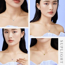 Suplight November Birthstone Necklaces for Women, Valentines Day Gifts for Her Birth Stone Jewellry 925 Sterling Silver Dainty Tiny Crystal Citrine Heart Necklace