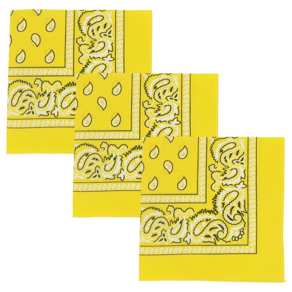 Motique Accessories Set of 3 Jumbo Bandanas, Brightyellow, One Size