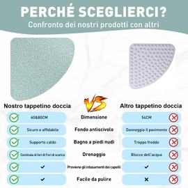 nky Square Non-Slip Shower Mat: 60 x 60 cm Non-Slip Shower Mat with Drain - Soft PVC Loofah Anti-Mould Antibacterial Shower Mats