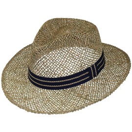 Harrys-Collection Seagrass Straw Hat Medium Size with Fabric Band, natural