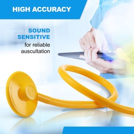 PrimaCare DS-9294 Disposable Stethoscope with Sound Sensitive Chestpiece and 22" PVC Tubing, Yellow, Pack of 10