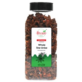 Byait Whole Star Anise 6 Oz, Premium Dried Chinese Anise Pods, All Natural Spice for Tea, Baking, Beverages, and Cooking
