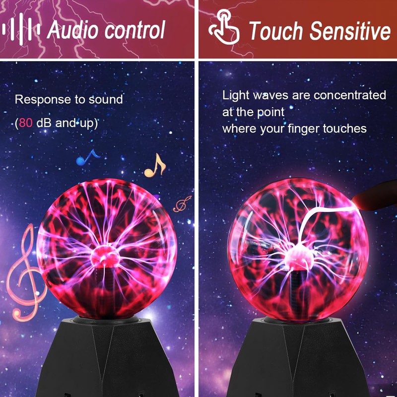 Plasma Ball, 15 cm Magic Sphere Ball Light, Touch and