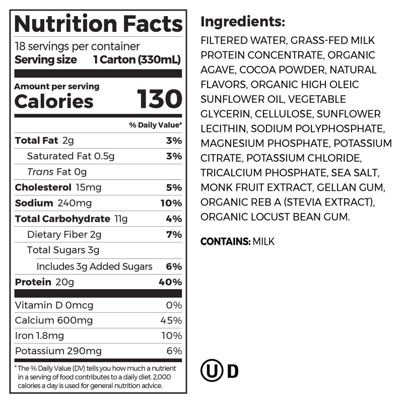 Orgain Clean Grass Fed Protein Shake, Creamy Chocolate Fudge, 11