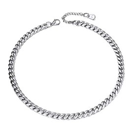 Prosteel Curb Chain Necklace Men's Classic 3/6/9/12 mm Wide Cuban Link Chain Men's Hip-Hop Chain Necklace for Men Boys Stainless Steel 18 Carat Gold-Plated 36/46/51/55/61/66/71/76 cm, Stainless Steel