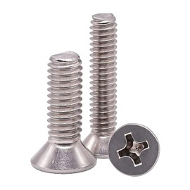 M5 x 20 Stainless Steel Countersunk Machine Screws, Phillips Screws, Flat Head Attachment, Full Thread 5 mm Stainless Steel Screws, Suitable for Metal, Construction, DIY (Pack of 25)