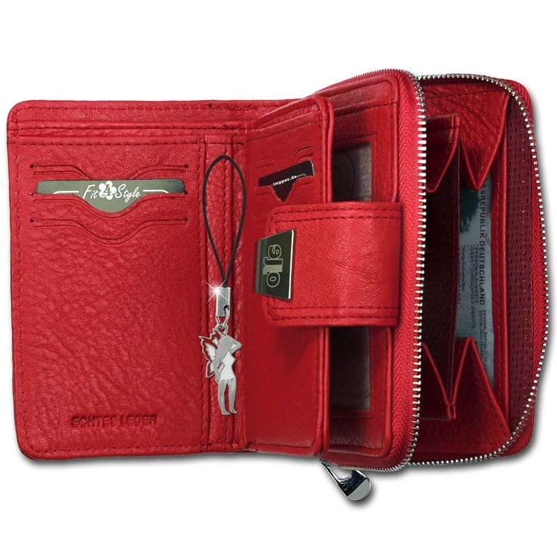 Ladies’ Cowhide Purse/Wallet 5197 - Red - 9x13cm