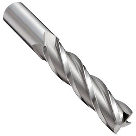 YG-1 E2040 Cobalt Steel Square Nose End Mill, Long Reach, Weldon Shank, Uncoated (Bright) Finish, 30 Deg Helix, 4 Flutes, 6.5" Overall Length, 1" Cutting Diameter, 1" Shank Diameter