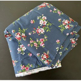 Waverly Fabric Blue Polka Dot Floral Print Pattern BTY