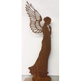 STEINFIGURENWELT GIEBEN Angel Santine Praying 30 cm Wings Filigree Patina Rust Rust Metal Figure Christmas Angel Elf