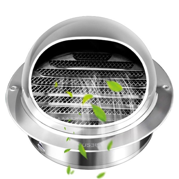 MOTRAIN 4" 304 Stainless Steel Wall Vent Cover, Round External