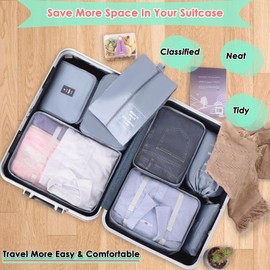 Packing Cubes, Packing Cubes for Suitcases Travel, Waterproof Suitcase Organiser Bags Travel Packing Cubes Set Travel Essentials Bag for Clothes Shoes Travel Accessories (Grey)