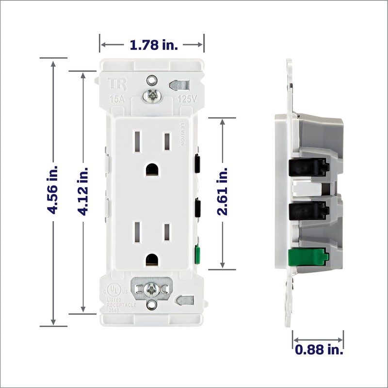 Leviton Lever Edge 15 Amp Tamper-Resistant Duplex Wall Outlet, 10-Pack,