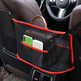 Alozbpo Purse Holder for Car - Net Pocket Organizer for Handbag Storage Between Seats - Dog Car Barrier - Car Accessories for Women and Men (Red)