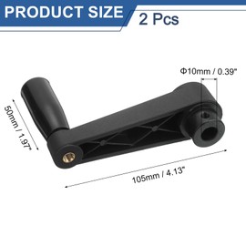 sourcing map 2Pcs 10x105mm (Dia x L) Revolving Handwheel Machine Handle, Universal Lathe Crank Grip Replacement for Industry Lathe Milling Grinding Machine, Black (Round Hole)