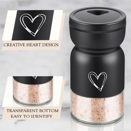 Stainless Steel Salt and Pepper Shakers Set,Refillable Salt Pepper Shaker Clear Bottom Bottle Container with Adjustable Pour Holes, Perfect for Kitchen Gadgets Cooking Table, Camp,BBQ (Black)