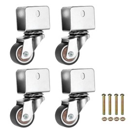 PATIKIL 1 Inch Caster Wheels, 4 Pcs Swivel Casters with 0.7" U Bracket Opening 55 Lb Capacity Per Caster for Furniture Office Chairs Carts and Cabinets, Brown