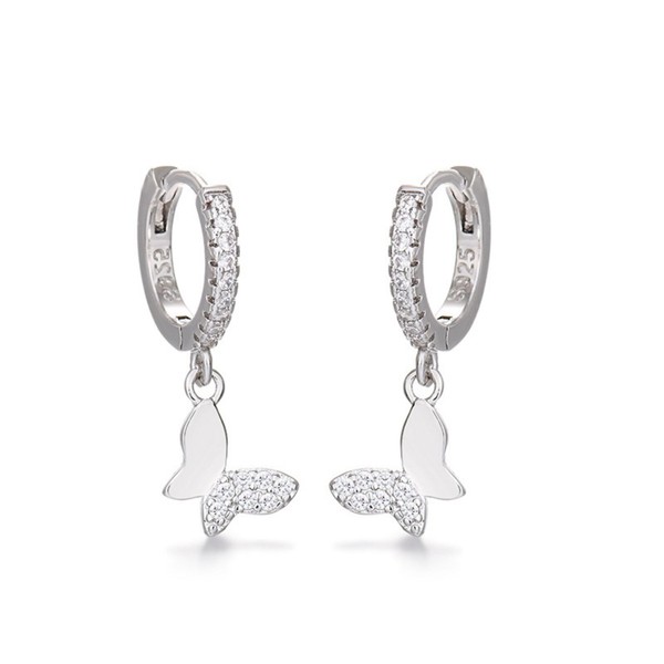 Earrings 925 Silver Hoop Earrings with Moon and Star Drop,