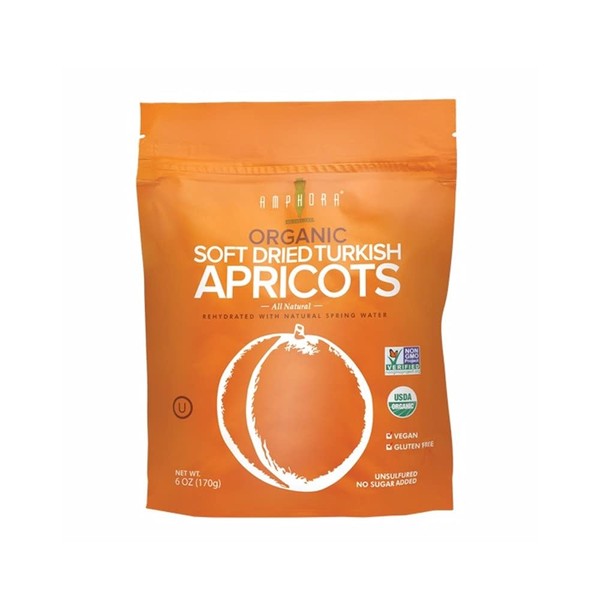 Amphora, Soft Dry Fruit Organic Apricots, (6 Ounce, pack of 6)