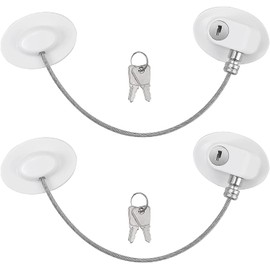 eSynic Fridge Locks Popular 2Pcs Fridge Locks Refrigerator Locks Children Safety Fridge Restrictor No Drilll Freezer Locks Cupboard Cabinet Locks With Keys for Children Baby Safety -White