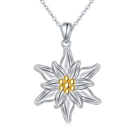 Edelweiss Necklace for Women Sterling Silver Flower Edelweiss Pendant Necklace Oktoberfest Jewelry Birthday Gifts (Edelweiss Necklace)