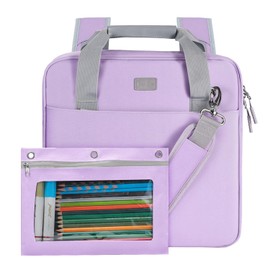 Realove 3 Inch 3 Ring Zipper Binder with Double Shoulder Strap & Handle - 3” D-Ring Binder with Zipper with Multi-Pocket (for 13” Laptop & Tablet and Smaller) for School-Purple(Pen not Included)